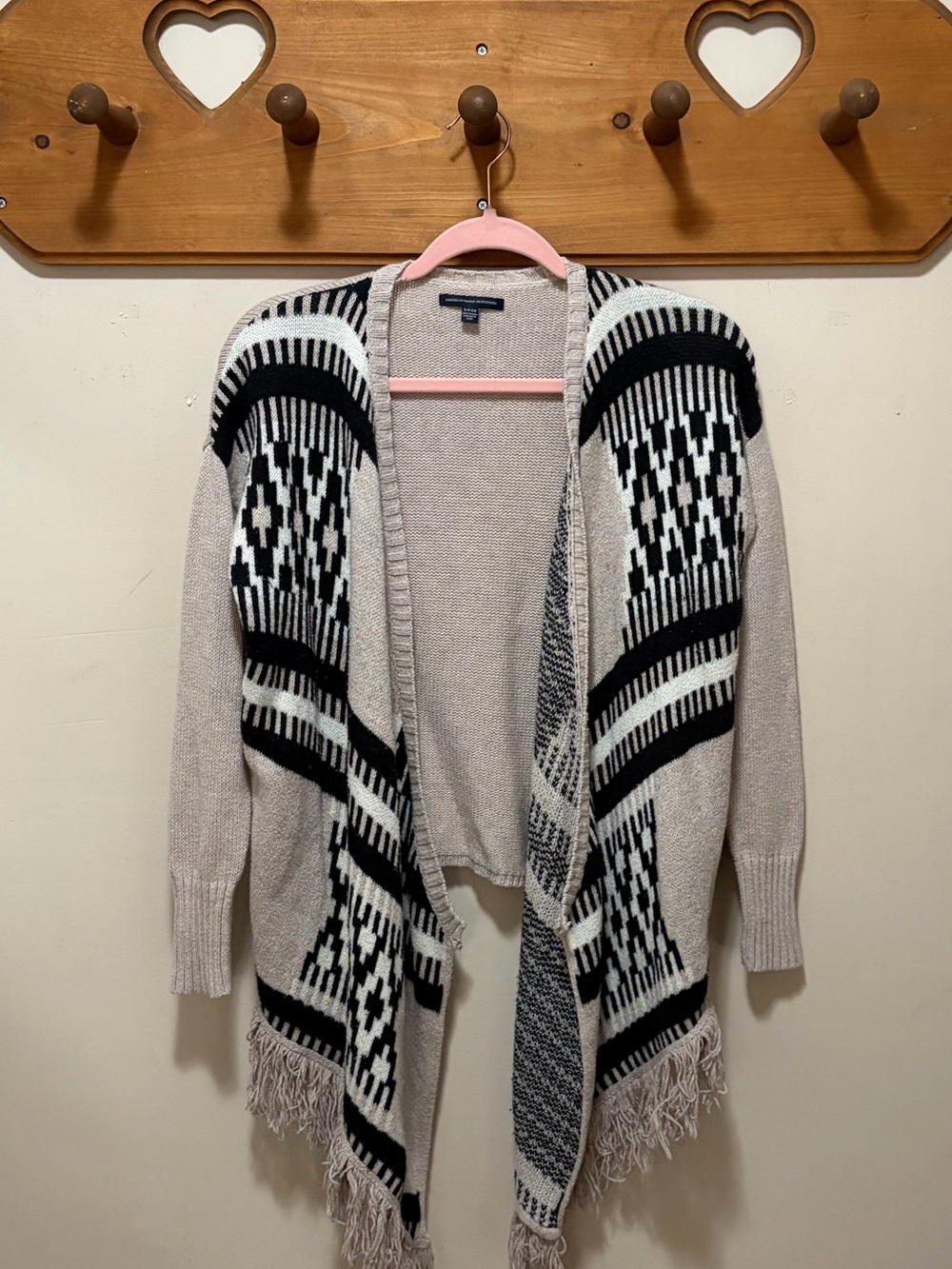 American Eagle Waterfall Cardigan Geometric Fringe Boho Women’s S